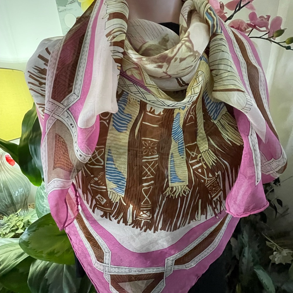 Hermès Cuirs Du Desert Silk Shawl Scarf.🧣🍂🍁